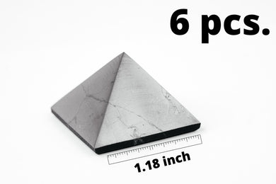 Shungite Pyramid 1.18 inch. (3 cm). Set of 6 pcs. Shungite Pyramids Karelian Masters