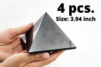 Shungite Pyramid 3.94 inch. (10 cm). Set of 4 pcs. Shungite Pyramids Karelian Masters