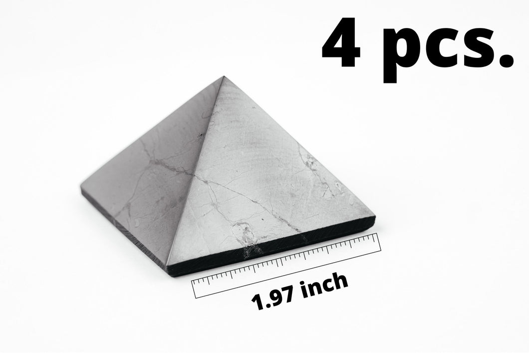 Shungite Pyramid Polished 2 inch. Set 4 pcs. Shungite Pyramids Karelian Masters