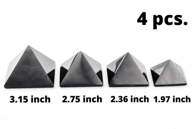 Shungite Pyramid Set 4 pcs. Set 8, 7, 6, 5 cm. Shungite Pyramids Karelian Masters