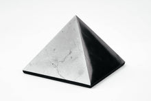 Load image into Gallery viewer, Shungite Pyramid 2.76 inch. + Shungite Sphere 2.76 inch. + Stand. Set Shungite Gift Set Karelian Masters
