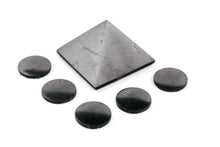 Load image into Gallery viewer, Shungite Pyramid 2 inch. + Shungite Sticker Plates for Phone 5 pcs. Set Shungite Gift Set Karelian Masters
