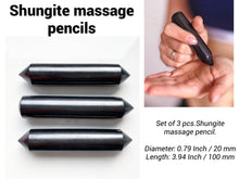 Load image into Gallery viewer, Shungite Massage Pencil - Set of 3 pcs. For massage and meditation Shungite Harmonizers Karelian Masters
