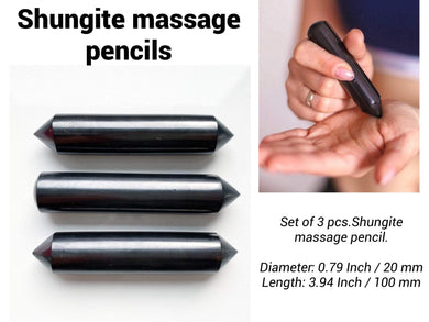 Shungite Massage Pencil - Set of 3 pcs. For massage and meditation Shungite Harmonizers Karelian Masters