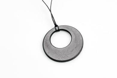 Shungite Necklace Pendant Polished Circle Shungite Pendant Karelian Masters