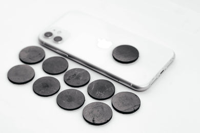 Shungite Sticker Plate for Phone Round 0.98 inch. Set of 10 pcs. Shungite Plates Karelian Masters