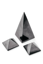 Load image into Gallery viewer, Shungite Pyramid High + Shungite Pyramids. Set of 3 pcs. Shungite Pyramids Karelian Masters
